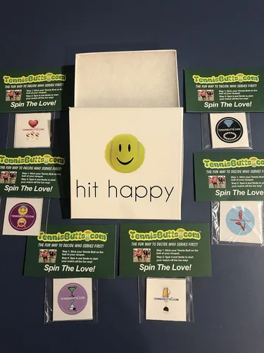 Calcomanía de Butts – Fun Raqueta de tenis que comienza su Match apagado con un Laugh. Regalo perfecto de tenis Caja de colillas - Variedad (6