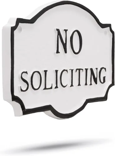 Miniatura 3 de Placa estándar Montague No Soliciting de 10" x 15" - Blanco/Negro
