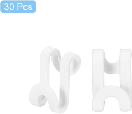 Miniatura 3 de uxcell Ganchos para colgar ropa, 30 unidades, ganchos de plástico ABS, extensores de colgador, ganchos para colgar ahorran espacio para armario Beige