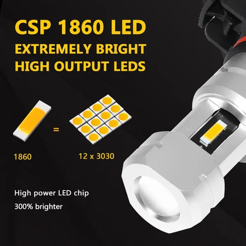 Miniatura 2 de PHINLION PSX24W 2504 - Bombillas LED amarillas antiniebla de 3800 lúmenes súper brillantes CSP 12276, reemplazo para lámparas antiniebla de coche