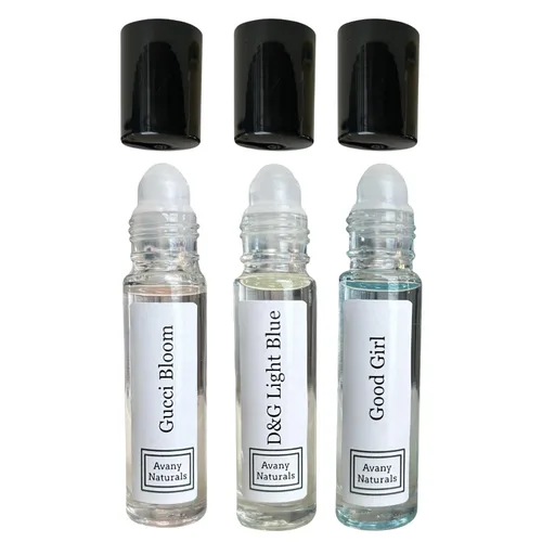 Juego de 3 aceites de perfume para mujer, aroma inspirado en suave y limpio, fragancia corporal enrollable para capas, 0.3 fl oz (colección limpia)