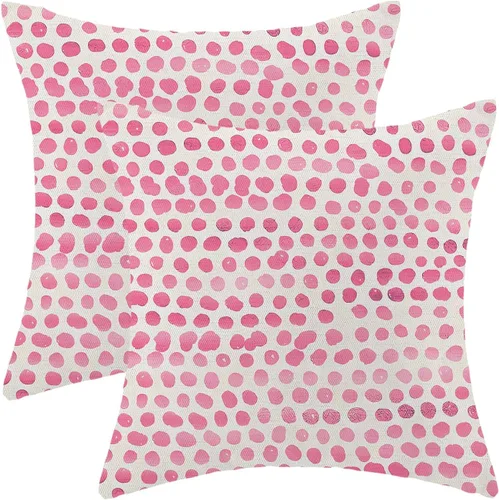Miniatura 15 de CXMEIFLY Fundas de almohada de lunares 16x16 pulgadas, juego de 2 fundas de almohada azules y crema para exteriores, fundas de almohada decorativas