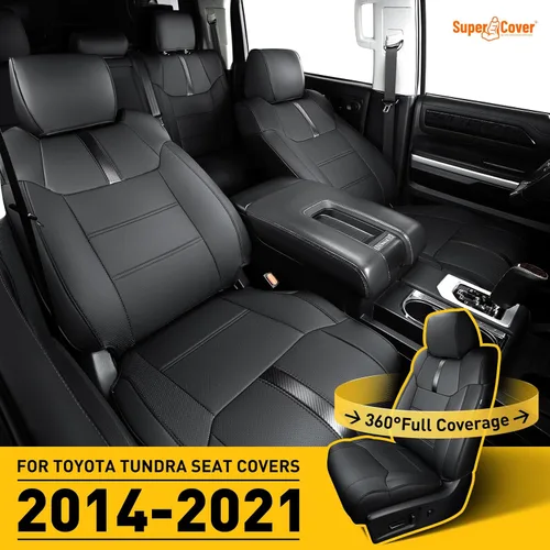 Miniatura 4 de Super Cover - Fundas de asiento delantero para Toyota Tundra 2014-2021 (solo asientos de cubo), protectores de asiento delantero de cuero
