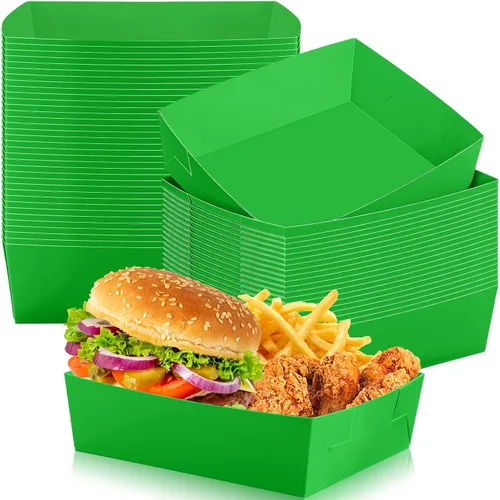 Miniatura 8 de Uiifan 50 bandejas de papel extra grandes de 5 libras desechables para alimentos, barco, nachos, bandejas para servir aperitivos, resistentes a