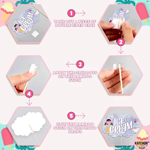 Miniatura 4 de KatchOn, Accesorios para cabina de fotos de helados – Paquete de 31 Accesorios de fotos de helados para decoraciones de fiesta de helado