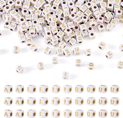 Miniatura 10 de FASHEWELRY 300 cuentas cúbicas de acrílico con números cuadrados mezclados del 0 al 9, cuentas de acrílico blanco de 0.236 x 0.236 pulgadas