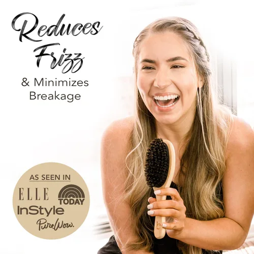 Miniatura 7 de Cepillo de cerdas de jabalí para mujeres y hombres, cepillo de pelo natural 100% cerdas suaves de jabalí para cabello fino y delgado