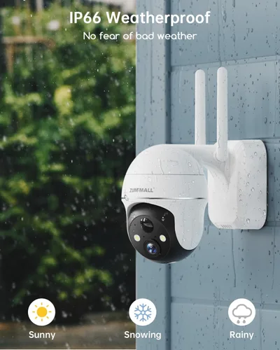 Miniatura 9 de Cámaras de seguridad inalámbricas para exteriores ZUMIMALL, vista de 360°, cámaras alimentadas por batería 2K para seguridad del hogar, visión