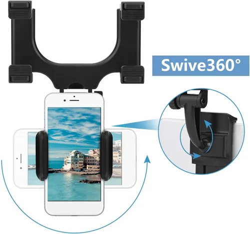 Miniatura 8 de Clip de agarre universal para espejo retrovisor de coche, soporte universal para teléfono celular para iPhone Samsung HTC GPS Smartphone