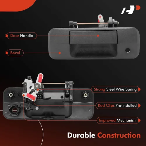 Miniatura 5 de A-Premium Manija de puerta trasera con cerradura compatible con Toyota Tundra 2007-2013, cromada