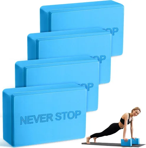 RoundFunny Paquete de 4 bloques de yoga antideslizantes para pilates, bloques de espuma de ladrillo para pilates, danza, gimnasia, entrenamiento,