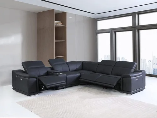 Miniatura 56 de BlackJack Furniture Venice - Juego de sofá reclinable seccional de cuero italiano de grano superior de 12 piezas con 4 reclinables eléctricos
