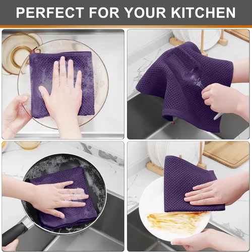 Miniatura 423 de Kitinjoy - Paños de cocina de 100 % algodón, tela de tejido gofrado, paño de limpieza ultrasuave, absorbente y de secado rápido. Beige