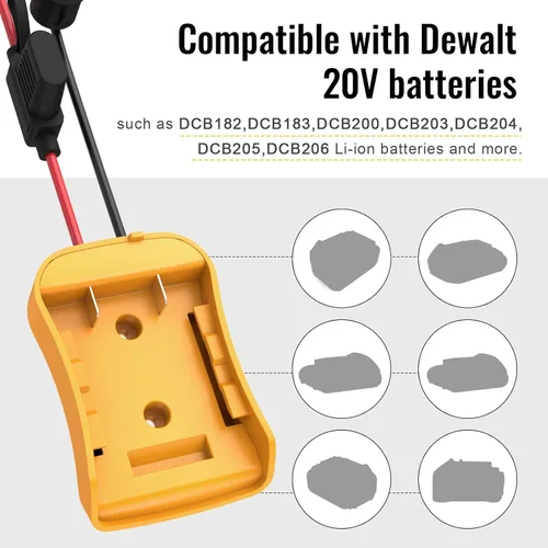 Miniatura 4 de Azocek para Adaptador de Rueda Eléctrica Compatible con Batería Dewalt de 20V con Arnés de Cable Conector Compatible con Coche Infantil Peg-Perego