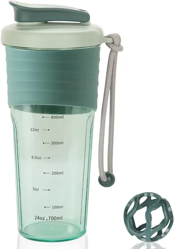 Miniatura 12 de Botella agitadora para mezclas de proteínas, 24 onzas, botellas agitadoras de proteínas con bola mezcladora, botella mezcladora, botella de Rosa