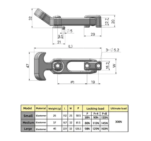Miniatura 2 de 4 pestillos de goma duradera con mango en T de repuesto flexible para guantera (4.4 pulgadas/4.409 in), refrigerador, caja de herramientas y más