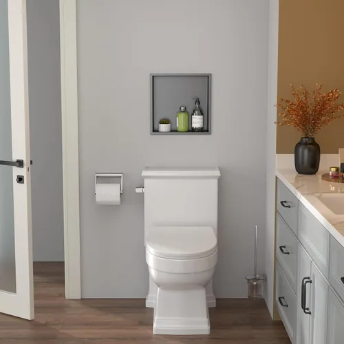 Miniatura 2 de Lordear Nicho de ducha empotrado negro mate de 12 x 12 pulgadas, 1 estante, estilo moderno, montaje en pared, ahorro de espacio, acero inoxidable