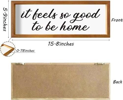 Miniatura 2 de Marco de fotos de madera con texto en inglés "It Feels so Good to Be Home", para decoración del hogar, arte rústico para pared, crea un ambiente