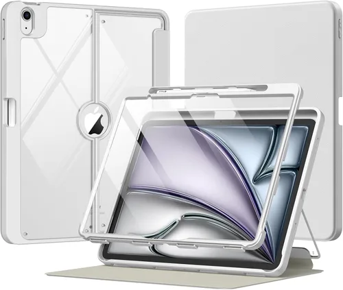 Miniatura 12 de MoKo Funda para iPad Air de 11 pulgadas 7ª/6ª generación M3/M2 2025/2024, iPad Air 5ª/4ª generación de 10.9 pulgadas 2022/2020 con soporte