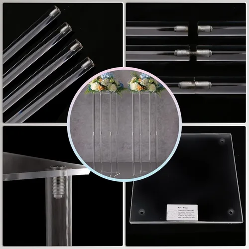 Miniatura 3 de YALLOVE Soporte acrílico para flores, juego de 2 pedestales transparentes, jarrones de 15.75 pulgadas de alto para bodas, eventos, fiestas