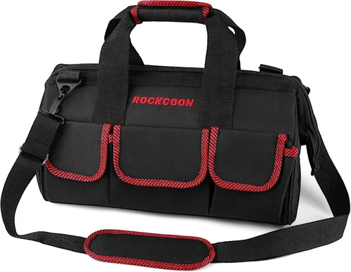 Bolsa de herramientas de 16 pulgadas, organizador de herramientas multibolsillo con correa para el hombro, bolsa resistente con para almacenamiento