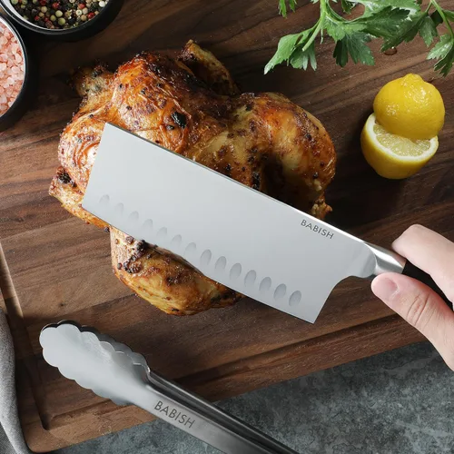 Miniatura 2 de Babish - Cuchillo de navaja forjado de 6.5 pulgadas – Cuchillo de cocina de acero alemán de alto carbono 1.4116 de espiga completa para cortar