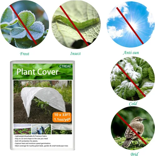 Miniatura 4 de Cubiertas para Plantas Protección contra Heladas 10 Pies x 50 Pies 1.1oz Tela Anti-Heladas Protección contra Heladas para Plantas, Cubierta Flotante