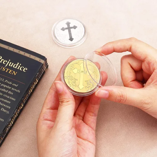 Miniatura 3 de Monedas grabadas personalizadas personalizadas Siervo de Cristo mayordomo de Dios, regalo de sobriedad para hombres y mujeres Oro