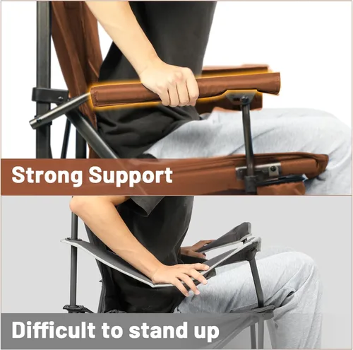 Miniatura 7 de TIMBER RIDGE Silla de campamento plegable de gran tamaño, respaldo alto, resistente para adultos, soporta hasta 500 libras con soporte para tazas