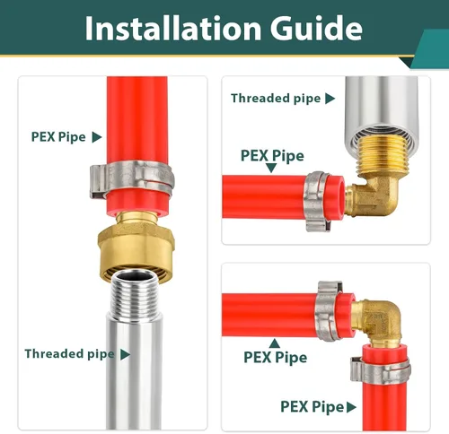 Miniatura 7 de Paquete de 5 accesorios PEX, adaptador de codo NPT roscado macho de 1/2" PEX x 1/2", ASTM F1807