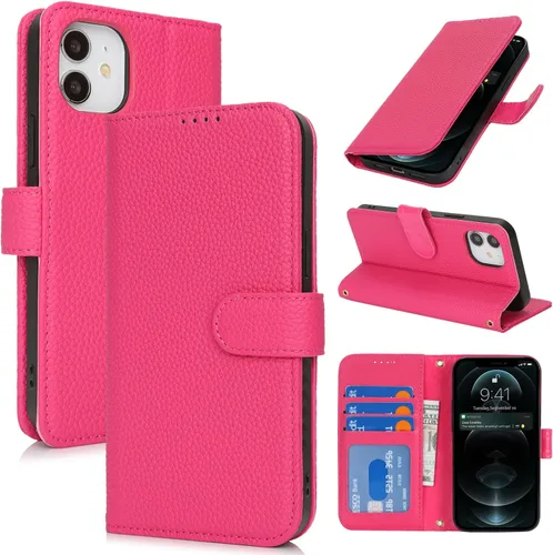 Miniatura 181 de Zouzt Funda para iPhone 11 de 6.1 pulgadas de piel auténtica con 4 ranuras para tarjetas, tarjetero con bloqueo RFID, tapa magnética, función atril