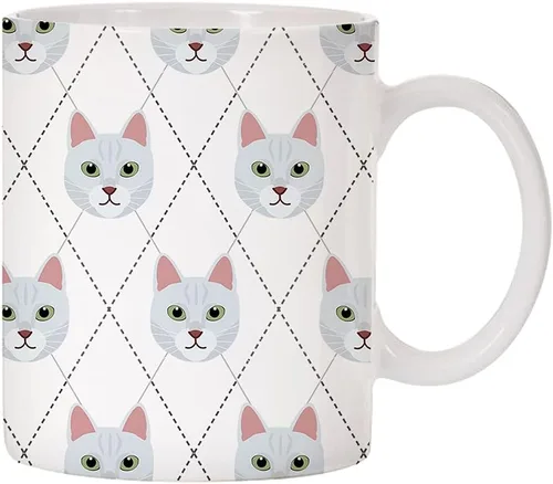 Miniatura 16 de Adorable Cat Breed Design Argyle Pattern Taza de café de cerámica (abisinian)