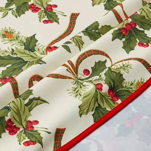 Miniatura 2 de Violet Linen Mantel de Navidad de temporada europea, color beige, 60 pulgadas, redondo