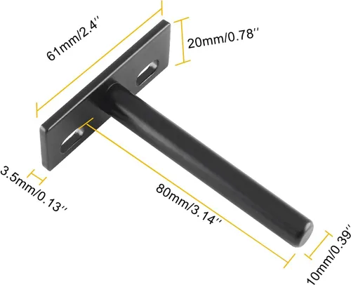 Miniatura 2 de Luomorgo 4 soportes de estante flotantes de 3 pulgadas, soporte de estante negro resistente, soporte de estante ciego oculto, soportes de estante