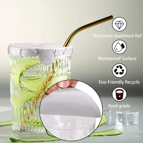 Miniatura 2 de Paquete de 100 tapas de protección para bebidas, fundas para bebidas para protección contra el alcohol, tapa universal para copas de vino y vasos.