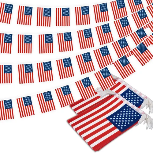 Miniatura 7 de Banderín de bandera de cuerda americana, pequeña mini bandera de Estados Unidos, decoración de guirnalda de campo para escuela, fiesta, aula