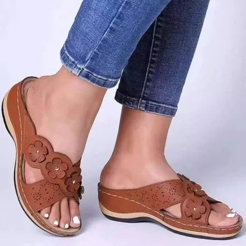 Miniatura 154 de Ladmiple Sandalias ortopédicas florales de moda 2023 con soporte de arco, zapatillas romanas casuales con puntera abierta