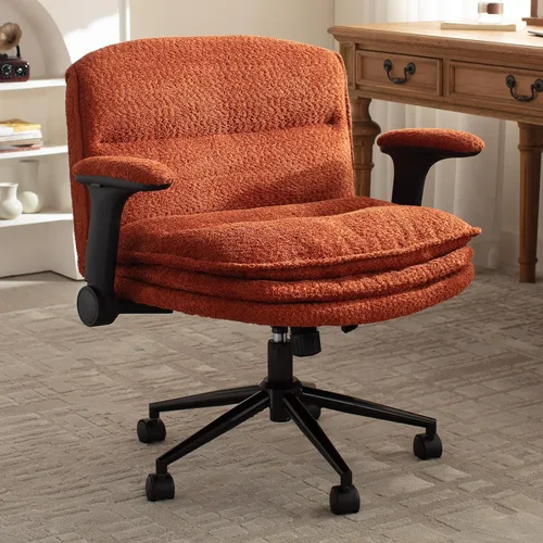 Miniatura 14 de Dowinx Silla cruzada con brazos y ruedas abatibles ajustables, cómodo sillón ergonómico de escritorio de oficina con cojines de 3 capas, silla