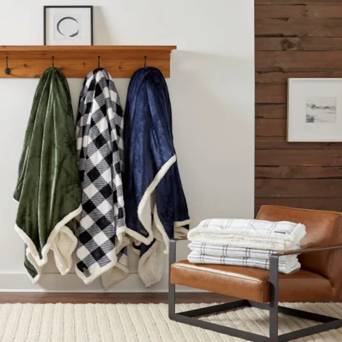 Miniatura 9 de Eddie Bauer - Manta King, ropa de cama reversible de vellón de sherpa, lana cuadriculada, decoración del hogar para todas las estaciones