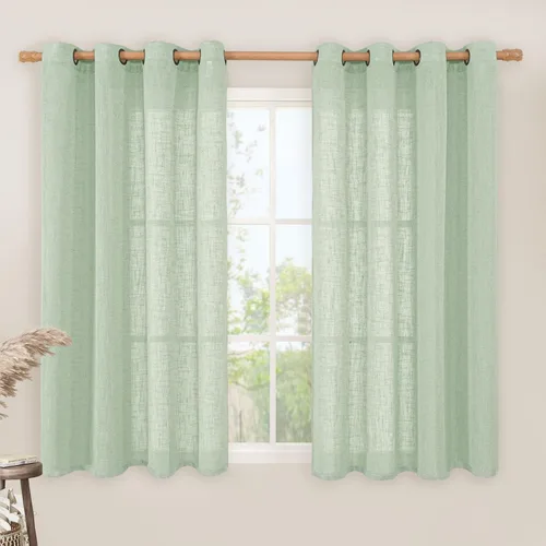 Miniatura 170 de LAMIT Cortinas de lino sintético para dormitorio, paneles filtrantes de luz, cortinas de lino con protección de privacidad con ojales para ventanas