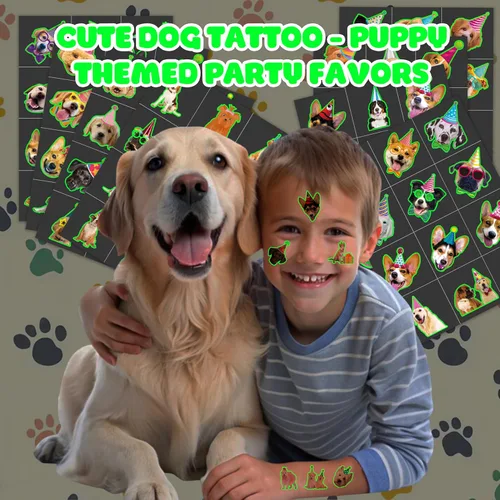 Miniatura 2 de 96 calcomanías de tatuajes temporales para fiestas de perros para niños, precortadas, impermeables y seguras para la piel, suministros de primer