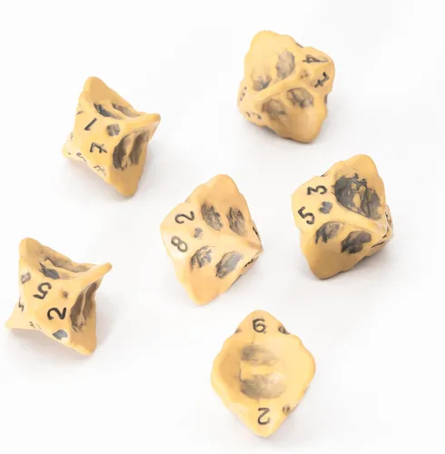 Miniatura 13 de Juego de dados DND - Juego de 7 dados poliédricos de calavera y hueso RPG - D20, D12, D10, D10, D8, D6 y D4 caras. Regalo genial y único para Hueso