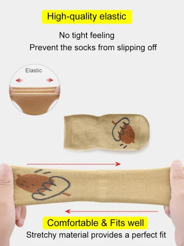 Miniatura 5 de BEHELE Calcetines de agarre antideslizantes para bebés, calcetines cálidos y gruesos antideslizantes, calcetines para niñas y niños recién nacidos
