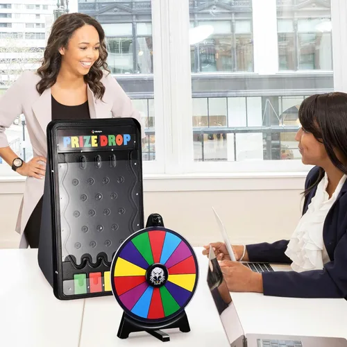 Miniatura 6 de Kit de tablero de premios WinSpin, rueda de premios de 12" y tablero de caída de 25x14, juego giratorio de la fortuna, águila de mesa, juego