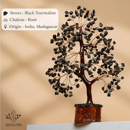 Miniatura 7 de Árbol de cristal de turmalina negra ZENFULSTONE para protección y arraigo contra la energía negativa como decoración para el hogar y la oficina