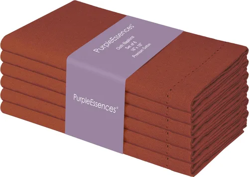Miniatura 10 de PurpleEssences Juego de 6 servilletas de tela de vainica, 100% algodón, suaves, duraderas, lavables, ideales para bodas, Navidad, vacaciones