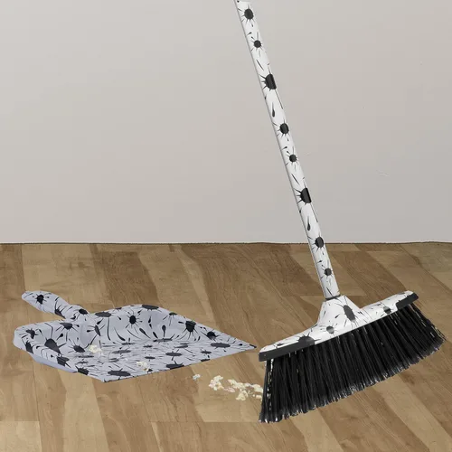 Miniatura 3 de Splash Design - Recogedor resistente con estampado de salpicaduras en blanco y negro para el hogar, escoba de cocina Superio