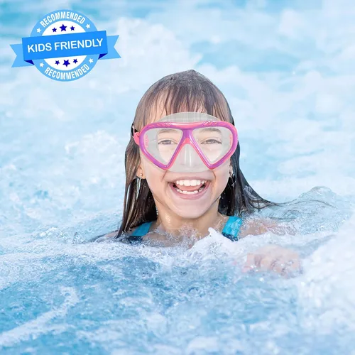Miniatura 8 de Gafas de natación para niños, cubierta de nariz, gafas para niños sin tirones de pelo,Máscara de natación para niños antiniebla 1pk - Sirena rosa