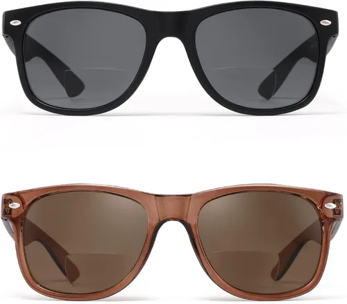 Miniatura 2 de HIYANJN 2 pares de lentes de sol de lectura bifocales para hombres y mujeres al aire libre tintados gafas de lectura con bisagra de resorte