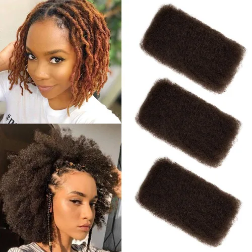Miniatura 33 de FASHION IDOL Afro Kinkys - Cabello humano a granel para extensiones de rastas, reparación de Loc, trenzado, giro apretado, cabello humano afro